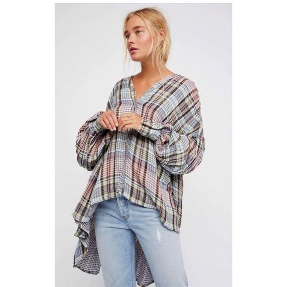 FREE PEOPLE Come On Over Plaid Button
Down Shirt S - Picture 2 of 6